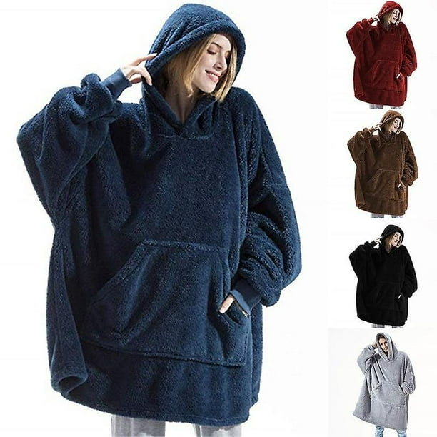 Black Wearable Blanket Hoodie Oversized Fluffy Fleece Adults Hoody Blanket For Men Women Comfy Snuggle Hoodie Walmart