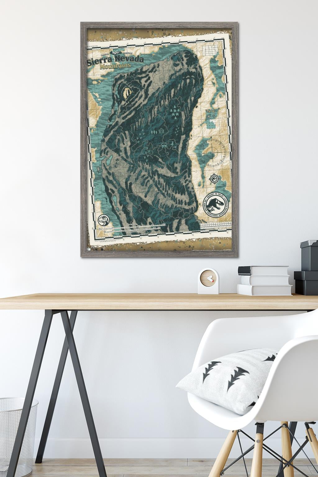 Jurassic World: Dominion - Sierra Nevada Mountains Map Wall Poster, 22.375" x 34" Framed