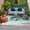 Blue, Green, White, variant on Coastal Palm Trees Outdoor Rug for Patio/Deck/Porch, Non-Slip Large Area Rug 5 x 7 Ft, Summer Beach Tropical Seaside Ocean Indoor Outdoor Rugs Washable Area Rugs, Reversible Camping Rug Carpet Runner