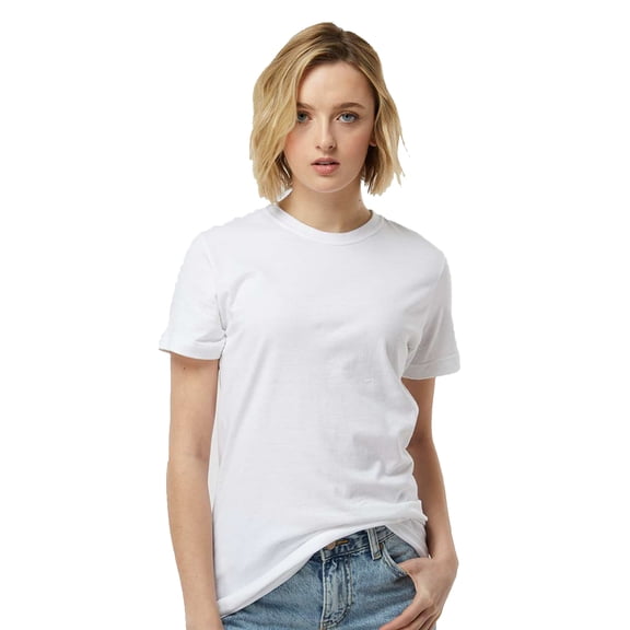 Tultex Short Sleeve Women's Fine Jersey T-Shirt, Classic Fit Crewneck Tee, White, S
