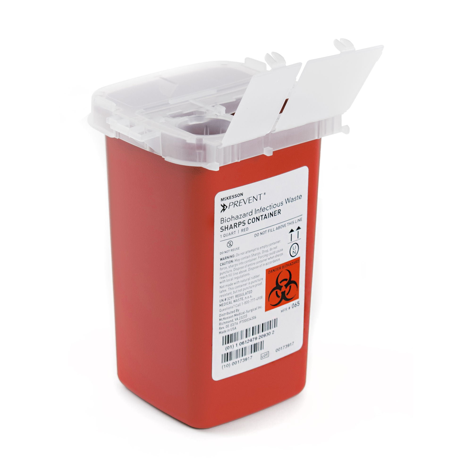 McKesson Prevent Sharps Container 0.25 gal. Vertical Entry Case of 80