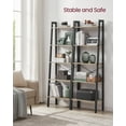 thumbnail image 4 of Ladder Shelf, 5-Tier Bookshelf, Storage Rack, Bookcase with Steel Frame, for Living Room Home Office, Kitchen, Bedroom, Industrial Style, Camel Brown + Black, 4 of 8