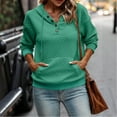 thumbnail image 3 of Guieoi Sweatshirts for Women Plus Size under $10.00 Women Casual Loose Solid Color Hooded Button Pocket Drawstring Long Sleeves Tops Green Black*Friday/Cyber*Monday, 3 of 7