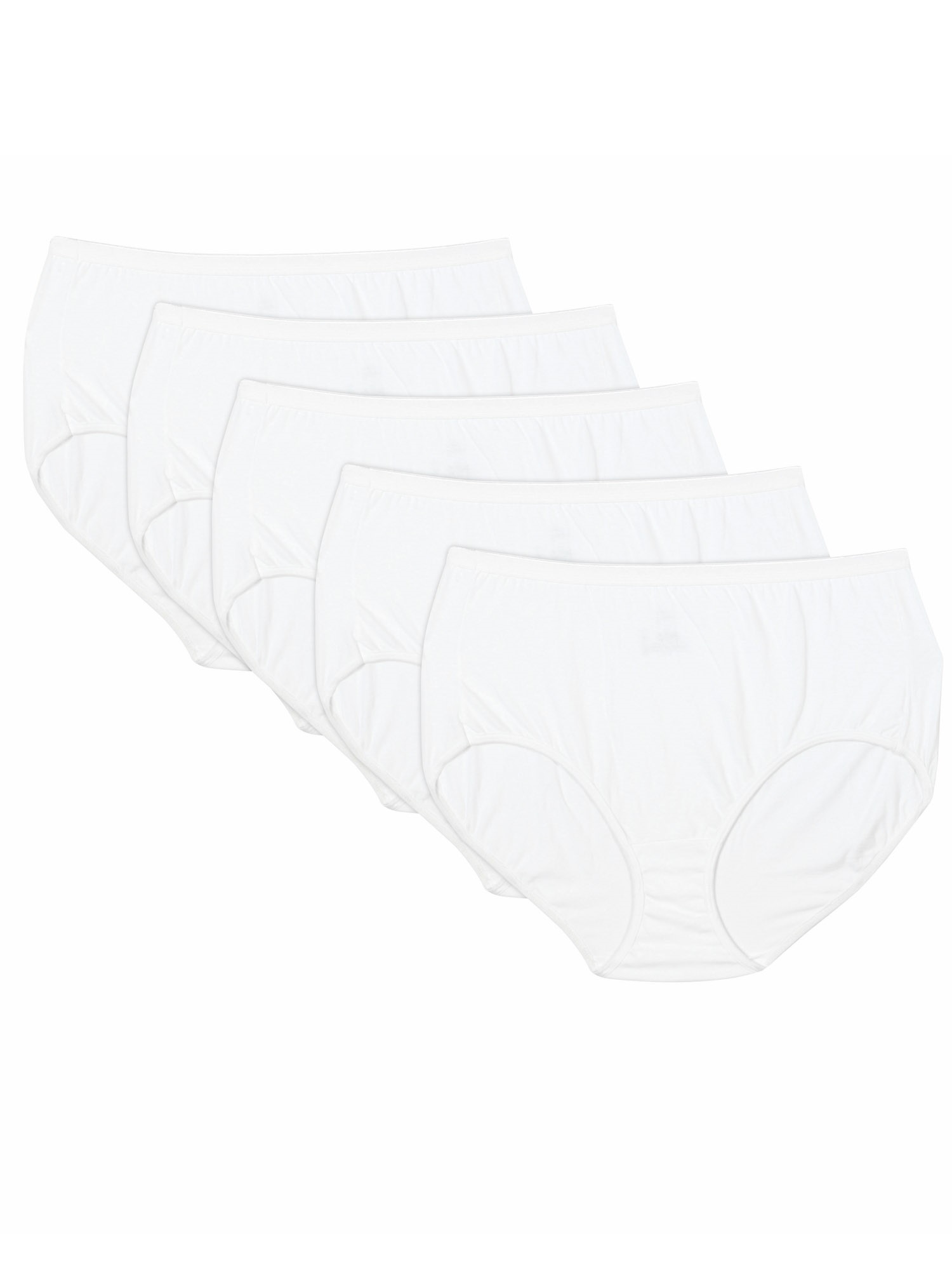 Just My Size Women's Plus Tagless White Cotton Briefs 5-Pack - image 2 of 4