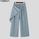 thumbnail image 3 of INCERUN 2024 Pantalones de estilo coreano, pantalones de moda para hombre con laterales desmontables, ropa de calle masculina, diseño de deconstrucción, pantalones sólidos S-5XL, 3 of 5