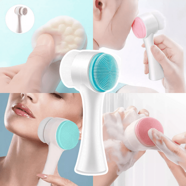 Cepillo Limpieza Facial Doble Cara Manual Exfoliante