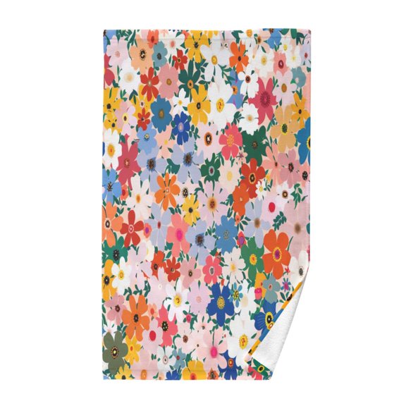 Pure Cotton Face Towel 16x28 Inches Hand Towel Bath Towel Hand Bath Towels Soft Good Water Absorption for Washing Face Wiping Face Colorful Flowers