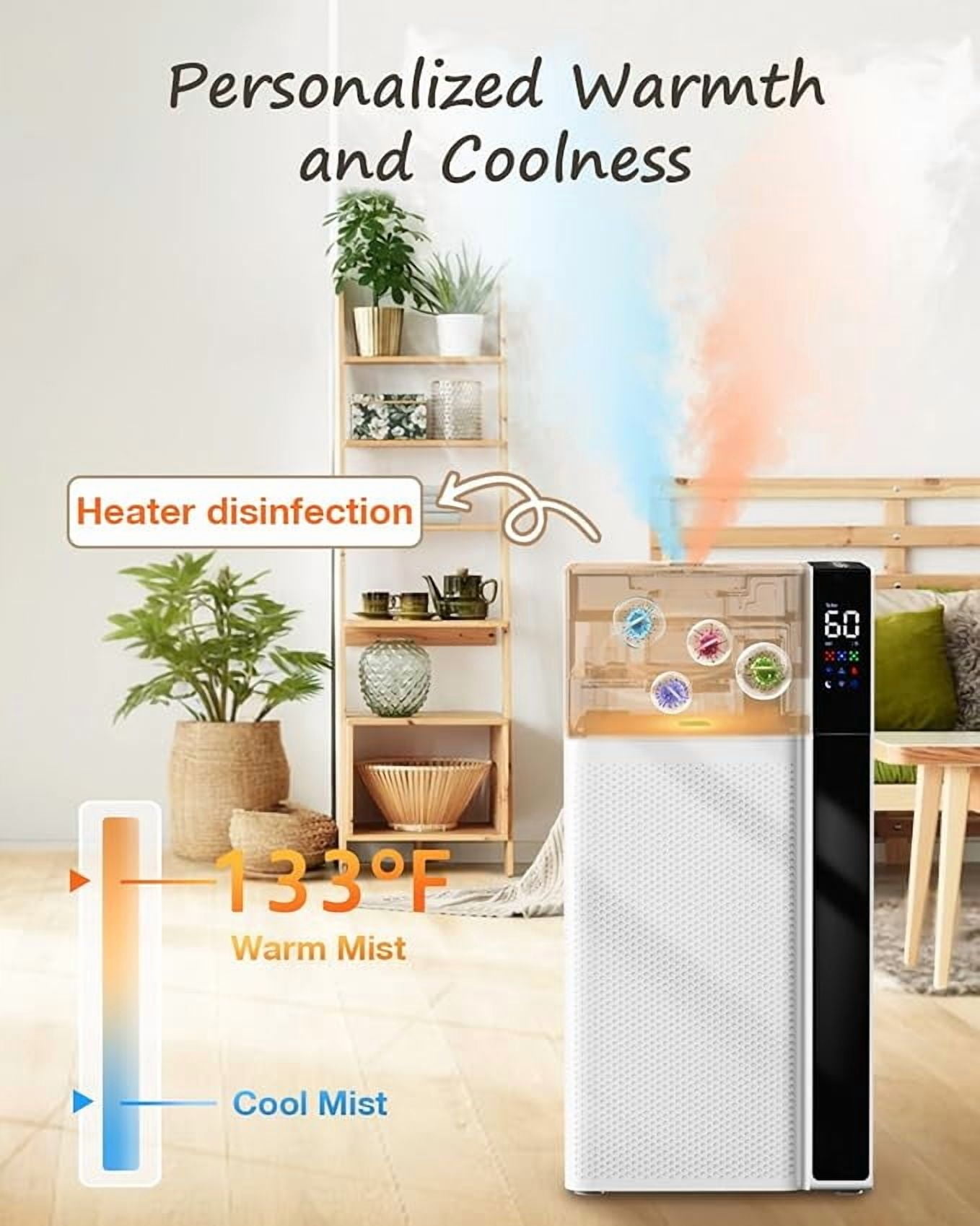 Warm and Cool Mist Humidifier Large Room, 5.3Gal/20L Whole House Humidifiers for Home, Quickly & Evenly Humidify Larger Areas, Top Fill, White
