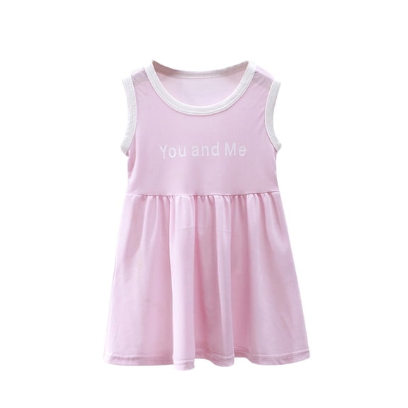 Zwiiyzr Girls Summer Dress Sleeveless Swing Sundress Kids Casual Beach Tunic Shirt Tank Dresses Pink