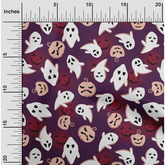 oneOone Cotton Cambric Purple Fabric Halloween Sewing Fabric By The Yard Printed Diy Clothing Sewing Supplies 42 Inch Wide