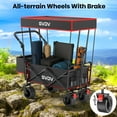 thumbnail image 3 of GVDV Collapsible Wagon Cart with Removable Canopy, Foldable Utility Cart with All-terrain Wheels, Versatile Folding Wagon for Kids, Grocery, Shopping and Camping, Black, 3 of 8