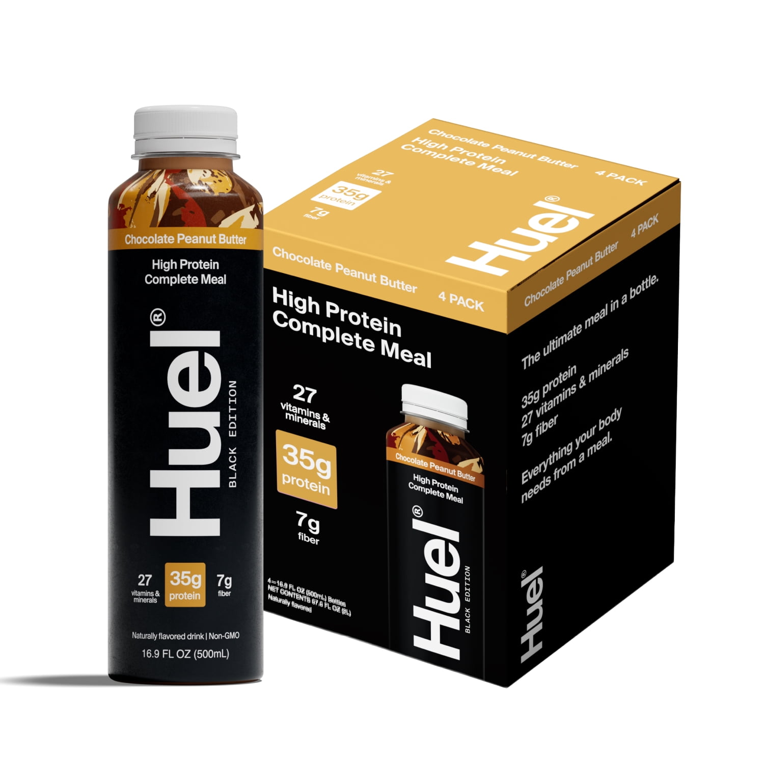 Huel Black Edition Chocolate Peanut Butter Ready-to-Drink 35g Protein Meal Replacement, 4-Pack