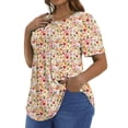 thumbnail image 4 of Fantaslook Blouses for Women Pleated Short Sleeve Tunic Tops Dressy Casual Summer Shirts, 4 of 10