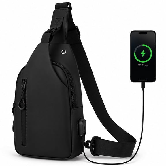 Yalumo Crossbody Bag for Women and Men, Small Sling Backpack with Convertible Shoulder Strap, Chest Bag for Travel, Hiking, Outdoors, Running, Casual, Daypack, Black