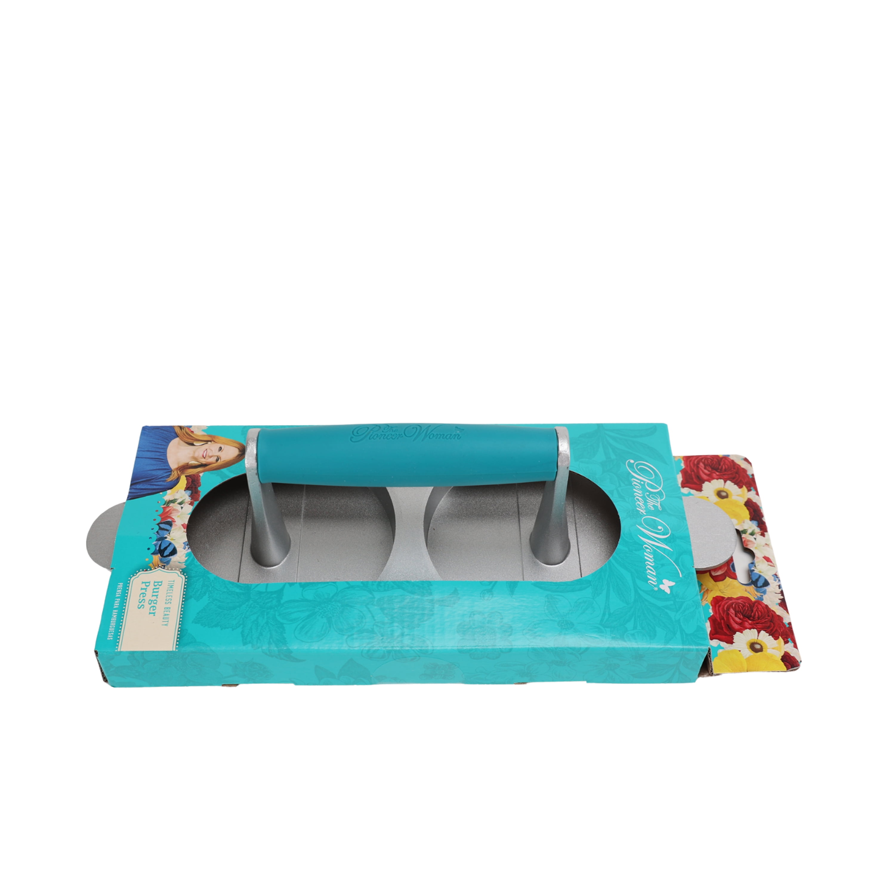 The Pioneer Woman Timeless Beauty Aluminum Double Burger Press, Teal