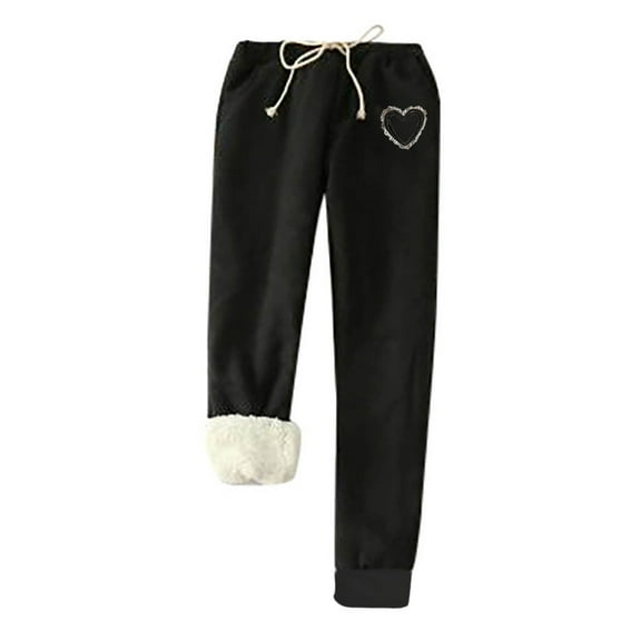 IROINNID Thermal Underwear for Women Printed Elastic Fleece Pants Winter Thermal Leggings Warm Long Pants,Black