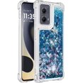 thumbnail image 3 of Case for Motorola Moto Edge 5G 2024 Case Glitter Liquid Cute Clear Phone Case Floating Quicksand Shockproof Protective Bumper Women Girls Cover for Moto Edge 5G 2024 Love Blue YB, 3 of 14