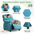 thumbnail image 4 of JONPONY Kids Recliner Chair,Push Back Toddler Recliner with Cup Holders & Side Pockets,Adjustable Footrest & Headrest Kids Sofa for Boys Girls 3+ Age Group, Light Blue, 4 of 11