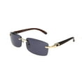 thumbnail image 4 of Slim Dean Rimless Sunglasses Rectangular Metal & Wood Art Glasses, 4 of 16