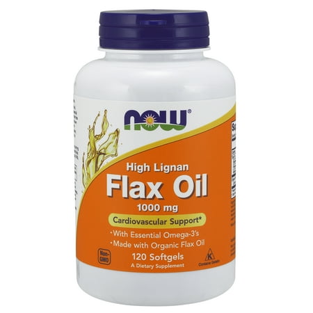 NOW Supplements, Flax Oil 1000 mg made with Organic Flax Oil, High Lignan, 120 (Best Flax Oil Supplement)