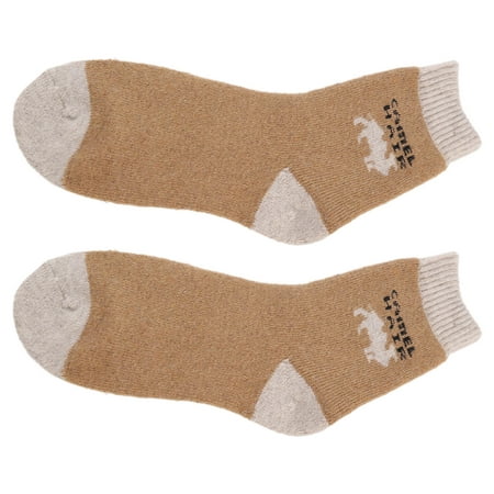 

AOOOWER 1 Pair Women Men Super Thick Thermal Warm Crew Socks Camel Hair Fiber Knit Colorblock Striped Pattern Cozy Casual Mid Tu