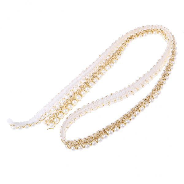 2x 1 de Artificiales con de Encaje, Cinta, Apliques de para Decoración de Vestidos, 0,59 Pulgadas perfecl Cinta de adorno de flecos de perlas