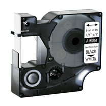 GREENCYCLE 20PK Industrial Rhino Heat Shrink Tubes Compatible for Dymo 18051 Black on White Cable Label Tape (6mmx1.5m,1/4''x5ft) Use in DYMO Rhino Pro 1000 3000 4200 5000 5200 6000 Label Maker