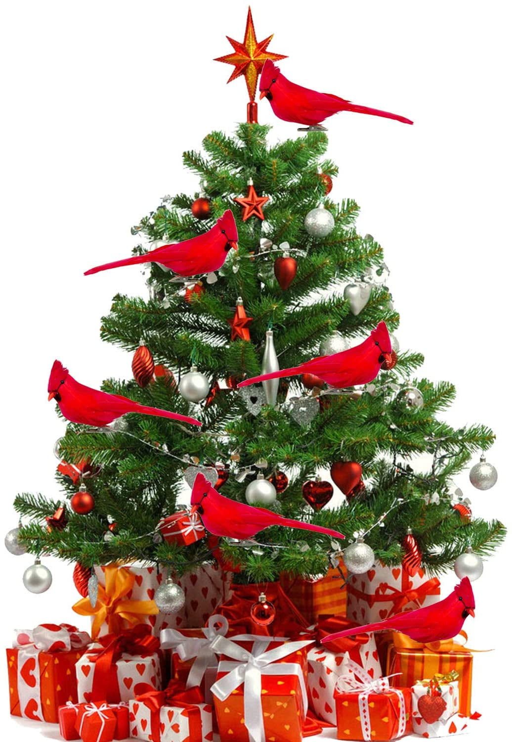 12 PCS Artificial Red Cardinal Birds with Clip-5.0 Inch Christmas Cardinal Birds Clip for Christmas Tree Ornament Decorations, Arts and Crafts(Black Cockroach)