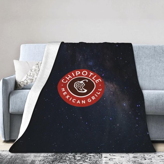 Black Chipotle Mexican Grill Fleece Blanket, Very Soft Microfiber Flannel Blanket for Couch Warm and Cozy for All Seasons
