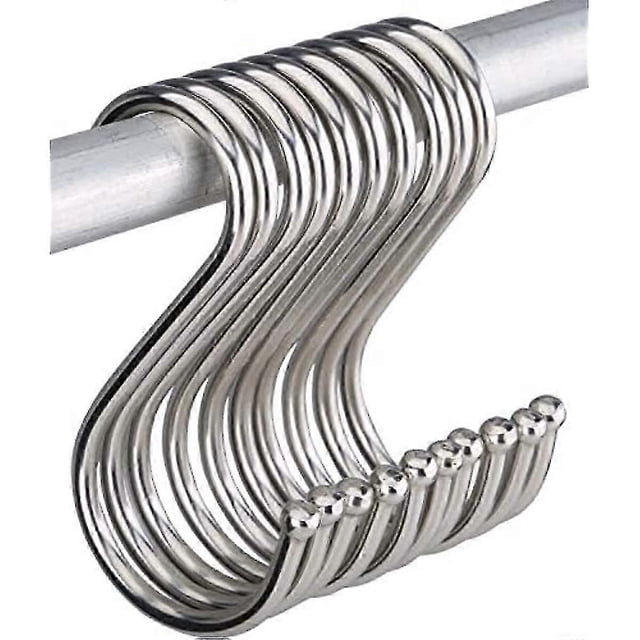 10 Pcs S Hooks, 12cm Large S Shaped Hooks Stainless Steel Heavy Duty Utensil Pan Metal S Hook For Hanging At Kitchen Bathroom Bedroom Living Room And