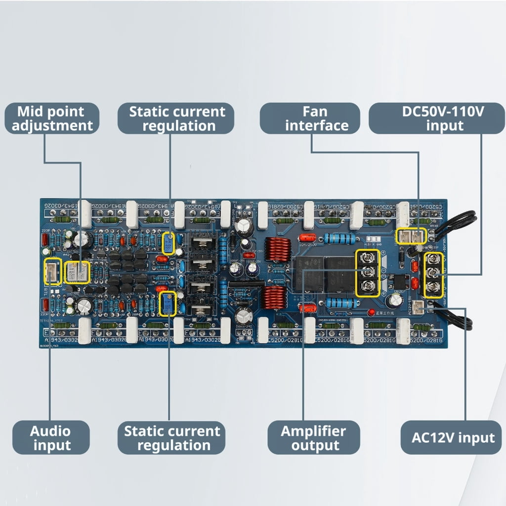 400W+400W Sound Amplifier Board Low Noise Double Channel Digital Power Sound Amplifier Board for Car TTA1943/TTC5200