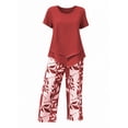 thumbnail image 5 of Enjoytime Two Piece Sets for Women Summer Short Sleeve Tops and Print Capri Pants Lounge Set Summer Vacation Travel Outfits, 5 of 6