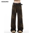 thumbnail image 2 of Pantalones vaqueros rectos de cintura alta estilo retro americano con estampado de leopardo estilo hip-hop para mujer, estilo informal estilo Y2K, estilo grunge, estilo urbano, 2 of 6