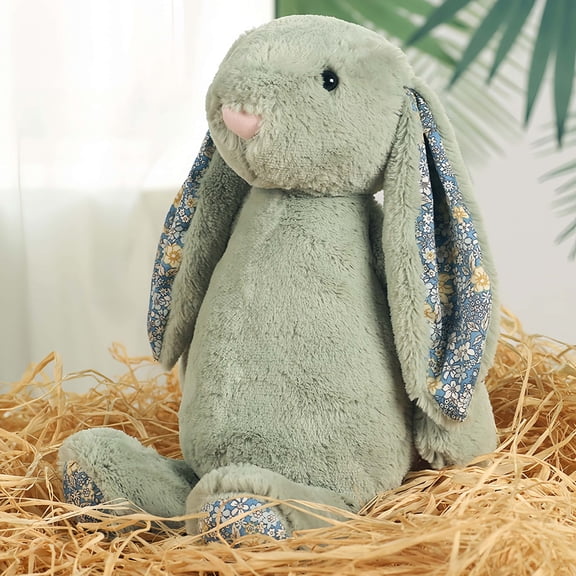 Vallivelle Bunny Toys Floral Ear Bunny Stuffed Animal - 22" Soft Bunny Plush Toys Easter Basket Stuffers Rabbit Toy Huggable Pillow - Easter Decorations Christmas Birthday Gifts for Kids (Sage Green)