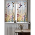 thumbnail image 4 of Spring Hummingbird Floral Curtains 45 Inch Length, Sheer Curtains for Bedroom Living Room Window Farmhouse Flower Botanical Rod Pocket Voile Drapes Kitchen Curtains Small Half Window 42"x45" 2 Panels, 4 of 6