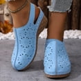 thumbnail image 2 of Rokment Women's Platform Wedges Clogs Slingback Dressy Sandals 2026 Summer Fashion Casual Flower Hollow out Closed Toe Orthopedic Chunky High Heels Beach Dress Sandals for Ladies Sky Blue Size 8, 2 of 5