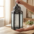 thumbnail image 5 of Moroccan Metal Candle Lantern Holder with LED Fairy String Lights, Large, Clear, 5 of 13