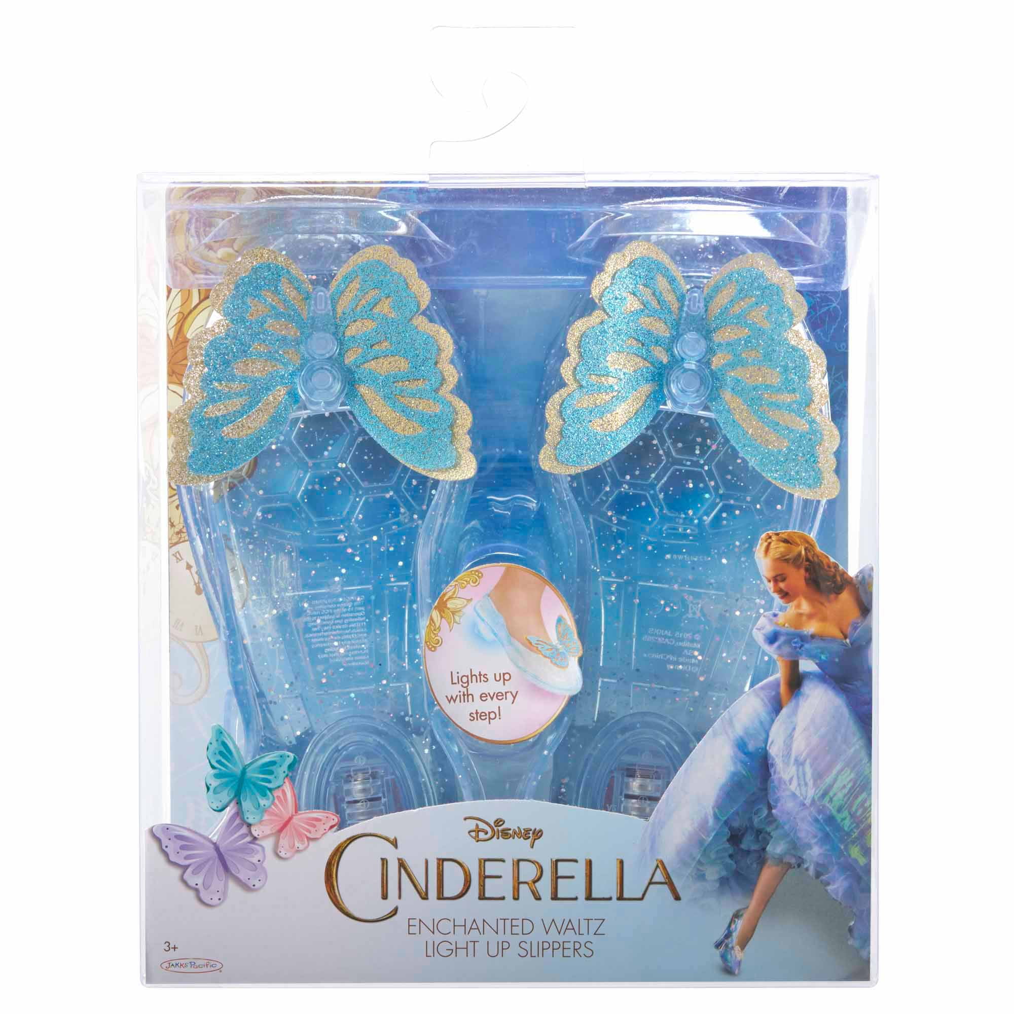 Disney CINDERELLA LIGHT UP GLASS SLIPPERS Shoes Butterflies NEW HALLOWEEN