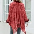 thumbnail image 3 of TAIAOJING Womens Color Block Sweaters Knit Shawl Wrap For Young Ladies Fringe Knitted Cardigan Cape Long Sleeve Pullover Sweater, 3 of 8