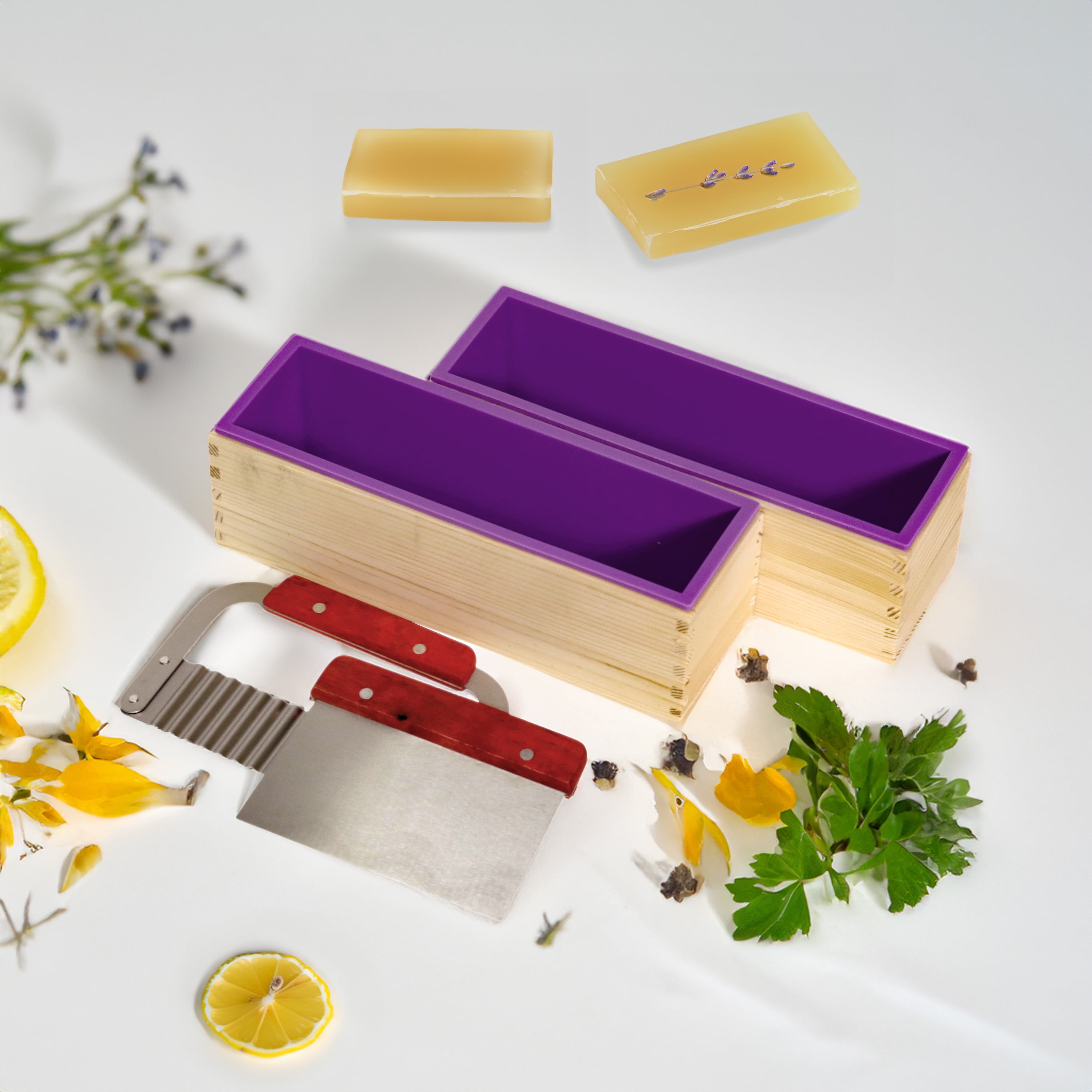 Soap Making Rectangle Silicone Mold and Cutter Set