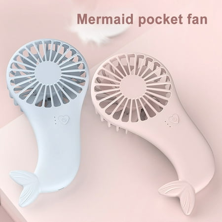 

Porfeet Cute Mermaid Mini Portable USB Charging Outdoor Handheld Summer Cooling Fan