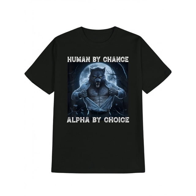 Men's Casual Crew Neck T-Shirt, 100% Cotton Knit Fabric, Regular Fit, with Alpha by Choice Graphic, for Summer Tee