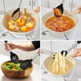 thumbnail image 3 of Large Silicone Cooking Spoons, 3 Pack Nonstick Solid Slotted and Spaghetti Spoon Set, Heat Resistan Silicone Kitchen Spoons for Cooking, Serving, Basting, Mixing, Black, 3 of 5