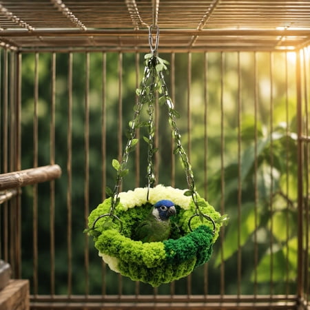 Warm Bird Cage Hanging Hammock, Cozy Soft Velvet Nest for Small Parrots Parakeets and Finches, Fleece Winter Bed Swing Cage, 1PK
