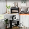 thumbnail image 7 of Vanity Desk, Makeup Vanity Desk with 2 Drawers and Storage Desktop Space, Modern Makeup Vanity Dressing Table with Curved Profile Design, Black Makeup Computer Writing Desk for Home Office Bedroom, 7 of 7