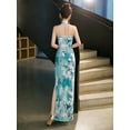 thumbnail image 5 of Cheongsam Women Sexy Backless Dress Sleeveless Floral Vintage Dress Long Qipao S to 5XL, 5 of 7