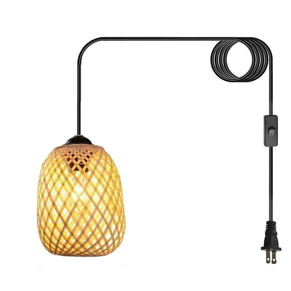 Hanging Lamps That Plug Into Wall Outlet Japanese Style Dining Room Kitchen Island Tea Room Guesthouse Bamboo Beige Small Pendant Light Hanging Pendant Light