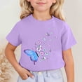 thumbnail image 2 of XAOFW Girl's T-Shirts Short Sleeve Crewneck Butterfly Printed Kids Cute Graphic T Shirts Daily Wear Relaxed Fit Tee Shirts Home Lounging Soft Breathable Infant Tops, 2 of 4