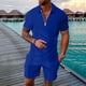 thumbnail image 1 of WILLBEST Traje Corto para Hombre, Dos Trajes para Hombre, Camisa y Pantalones Cortos de Color Liso con Cremallera En La Parte Superior., 1 of 4