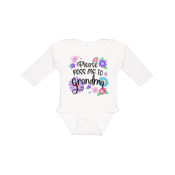 Inktastic Please Pass Me to Grandma with Flowers Boys or Girls Long Sleeve Baby Bodysuit